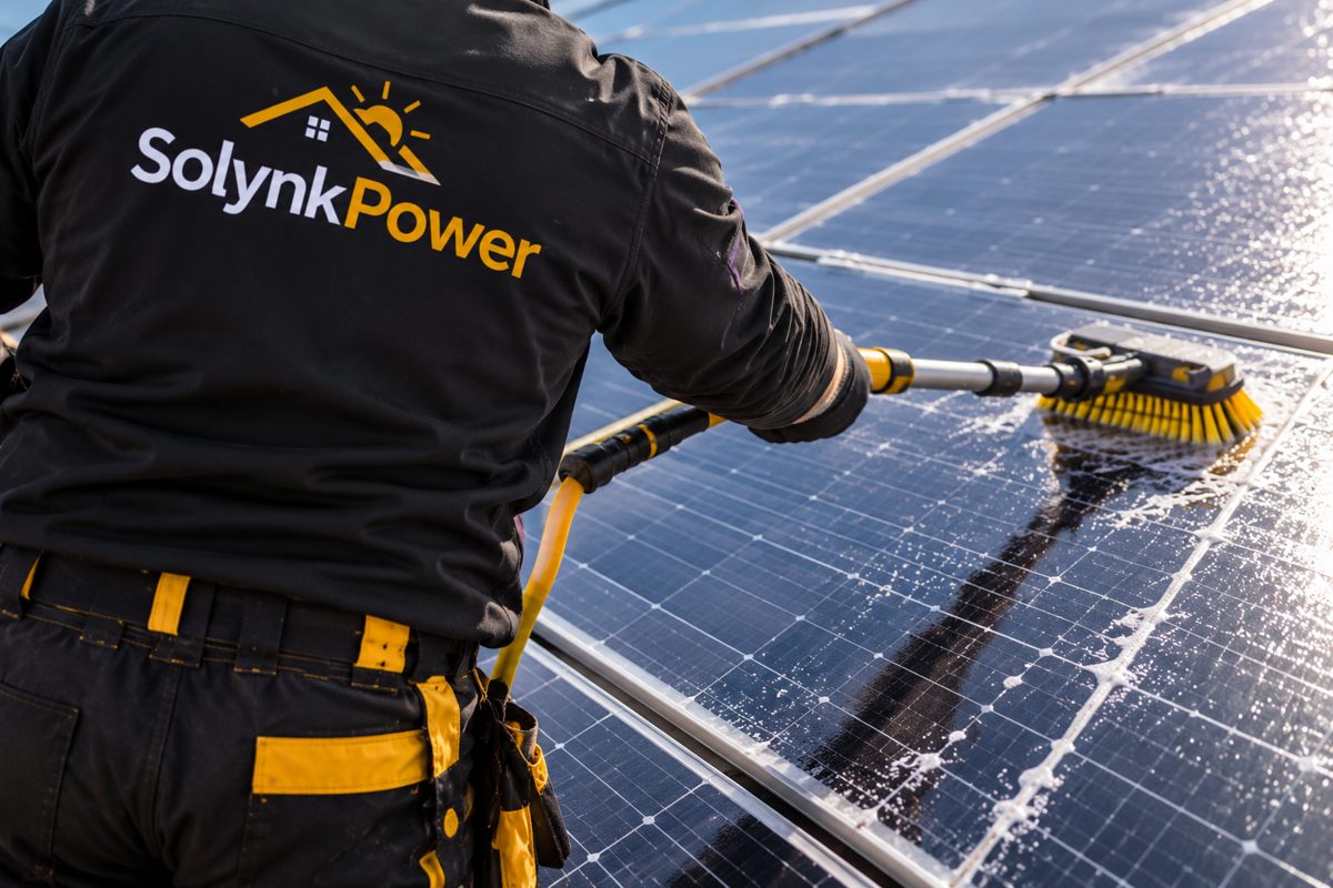 Nettoyage de panneaux solaires à la brosse